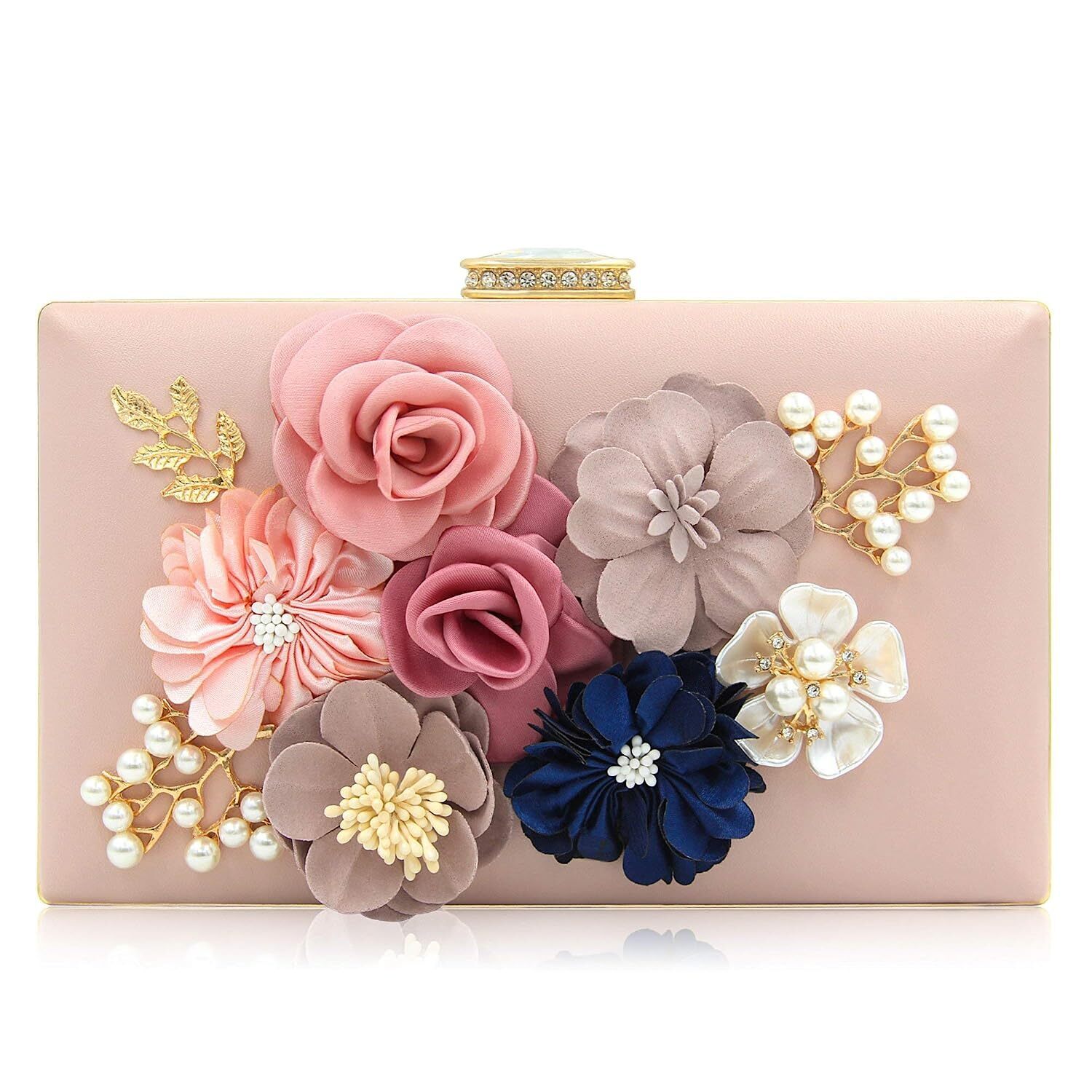 Floral Evening Clutch For Women Wedding Bride Light Pink